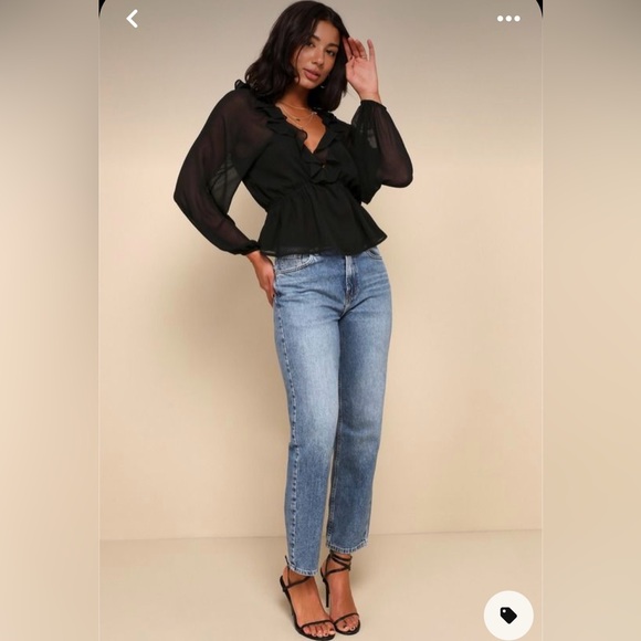 Black ruffle sheer vintage top size small - Picture 5 of 5